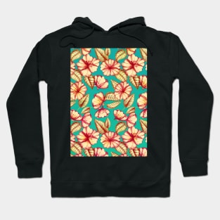 Rust & Teal Floral Pattern Hoodie